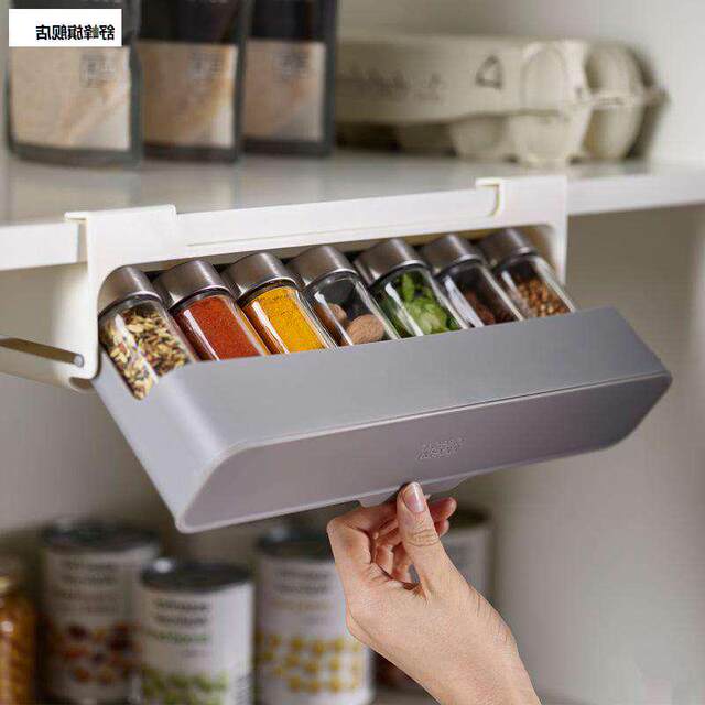 Condiment bottle storage rack hidden kitchen condiment bottle condiment box hanging condiment jar storage rack drawer punch-free