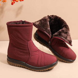 2025 New Model Snow Boots for Women, Fleece-Lined, Thickened, Waterproof, Non-Slip, Warm, Suitable for Middle-Aged and Elderly, Cotton Shoes, Mom Boots