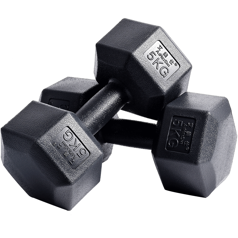 哑铃男士健身家用器材女士青少年杠铃5/10KG一对包胶六角亚玲套装