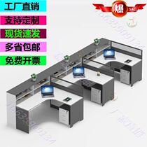 Station desk staff position with high cabinet clamping staff desk double electric pin corner staff desk company card holder