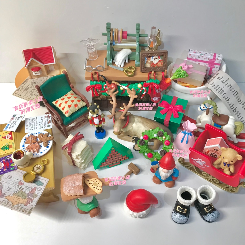 In-Stock Rement Food Toy Santa's House Christmas Holiday Gift Winter Miniature Food Toy Sold Separately as Decoration