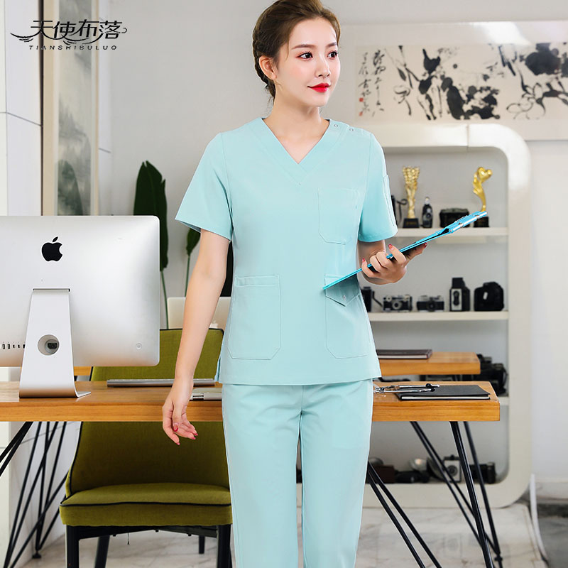 Hand wash operating room female short-sleeved surgeon nurse overalls surgical gown two-piece set beautician hospital