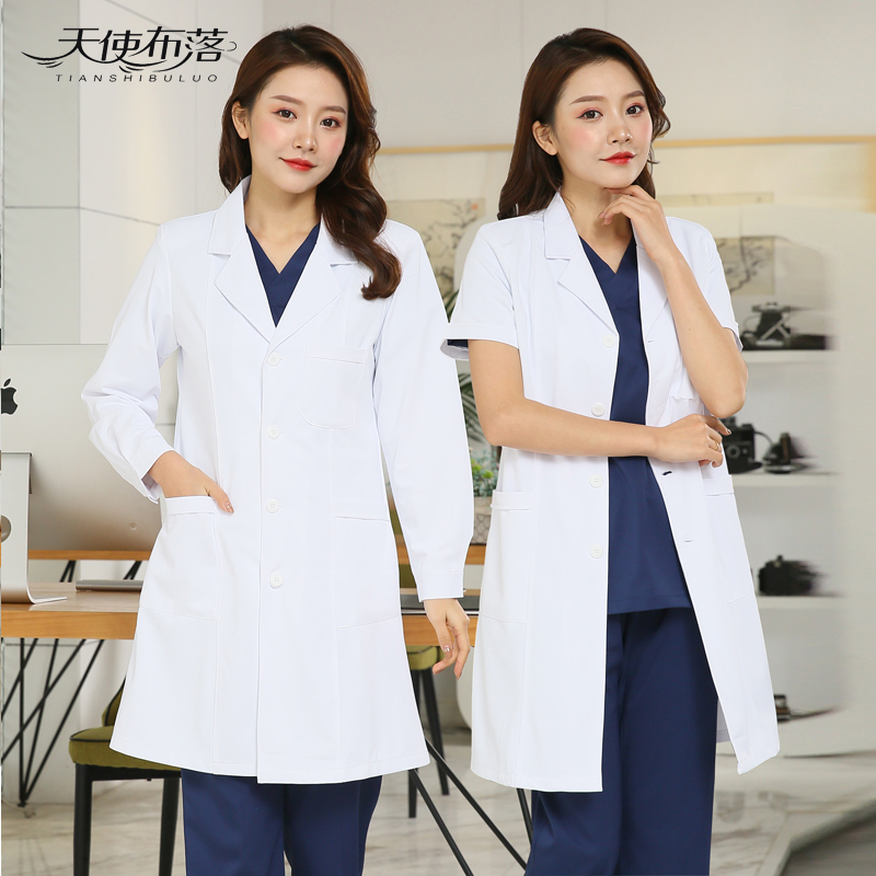 White coat long sleeved female doctor to experiment to students customize logo short sleeve thin oral physician working clothes