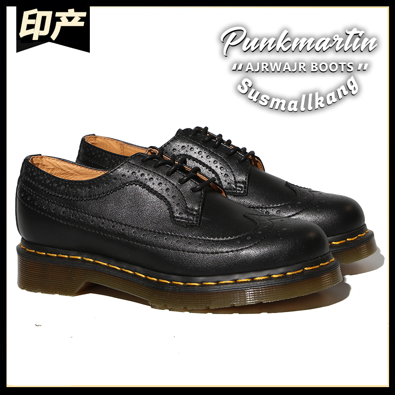 Dr Inron retro small leather shoes 3989 Bullock genuine leather sculptures lace men and women Martin single shoes Martens