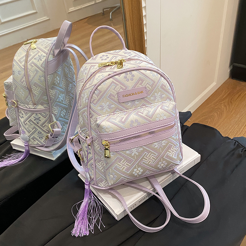 High-End Embroidered Backpack for Women 2026 New Style Guangxi Intangible Cultural Heritage Zhuang Brocade Small Bag Chinese Style Girl Travel Backpack