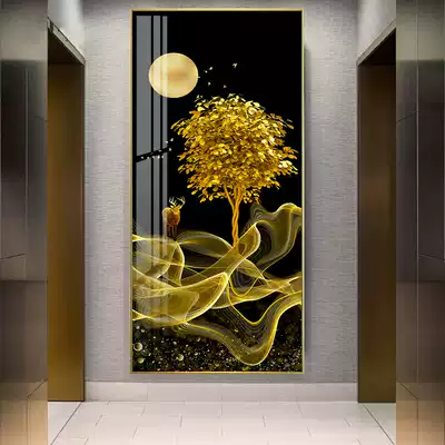 Home entrance decorative painting vertical aisle corridor mural painting modern simple dining room wall hanging painting light luxury crystal porcelain painting