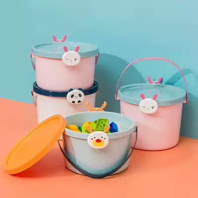 Storage bucket Building blocks toy storage box artifact Portable baby out cartoon children's storage box Finishing rack cabinet