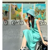 Небольшое дизайнерское платье без рукавов, длинная юбка, французский стиль, изысканный стиль, свободный крой