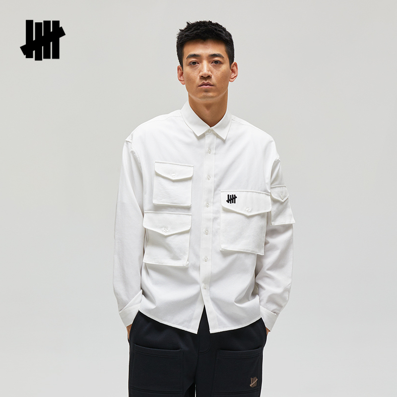 Undefeated Five-Stripe Spring Multi-Pocket Loose Striped Workwear Long-Sleeve Shirt Undefeated Five-Stripe Spring Multi-Pocket Loose Striped Workwear Long-Sleeve Shirt