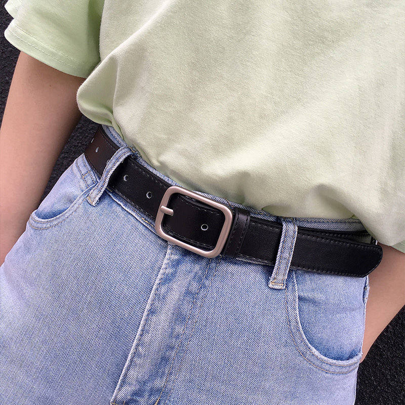 The new durable ins belt women domineering fashion student Korean version belt women's pants belt trend versatile black size