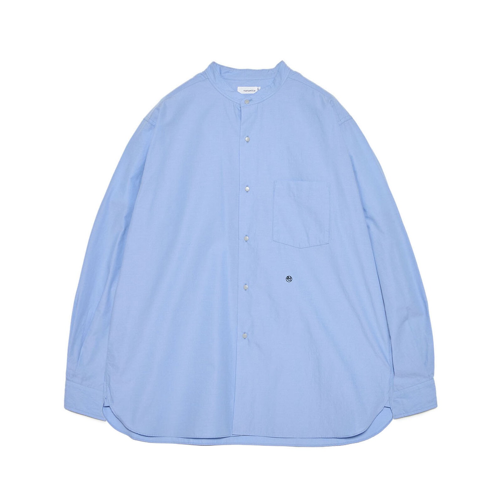 [NextVogue] ナナミニカ バンドカラーウィンドシャツ（日本製）ノーカラー長袖シャツ