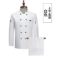 Лето 21-590 Красивая кухонная куртка с длинным рукавом белый топ+белый наполовину нарезанный фартук