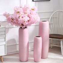 Jingdezhen pink floor vase living room large flower arrangement decorative ornaments Nordic style big Morandi high