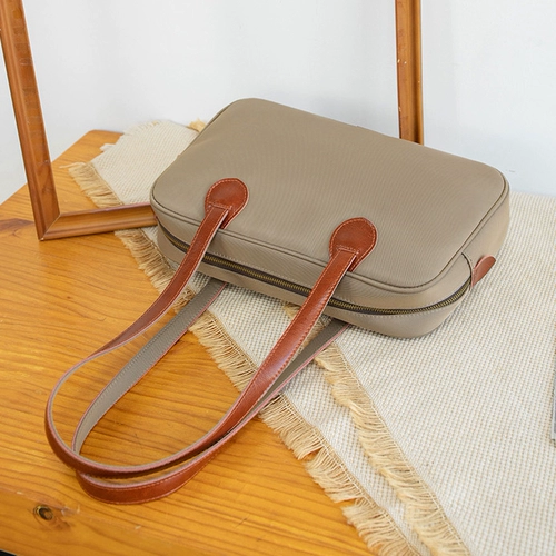 配牛皮简约大容量腋下包手提包牛津布托特包轻便通勤尼龙单肩包女