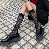 Lace Lolita Calf Socks White Long Socks Woman Midbarrel Black Socks Lolita Retro Lace Day Department Hollowed-out