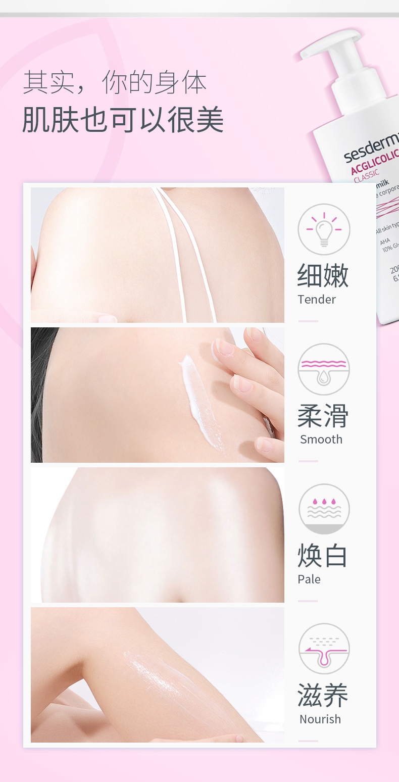 西班牙 sesderma 去鸡皮果酸身体乳200ml+焕白身体乳200ml 图2