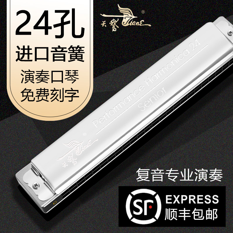 German imported tone reed 24-hole C-tuned polyphonic harmonica advanced adult playing beginner children's entry professional musical instrument