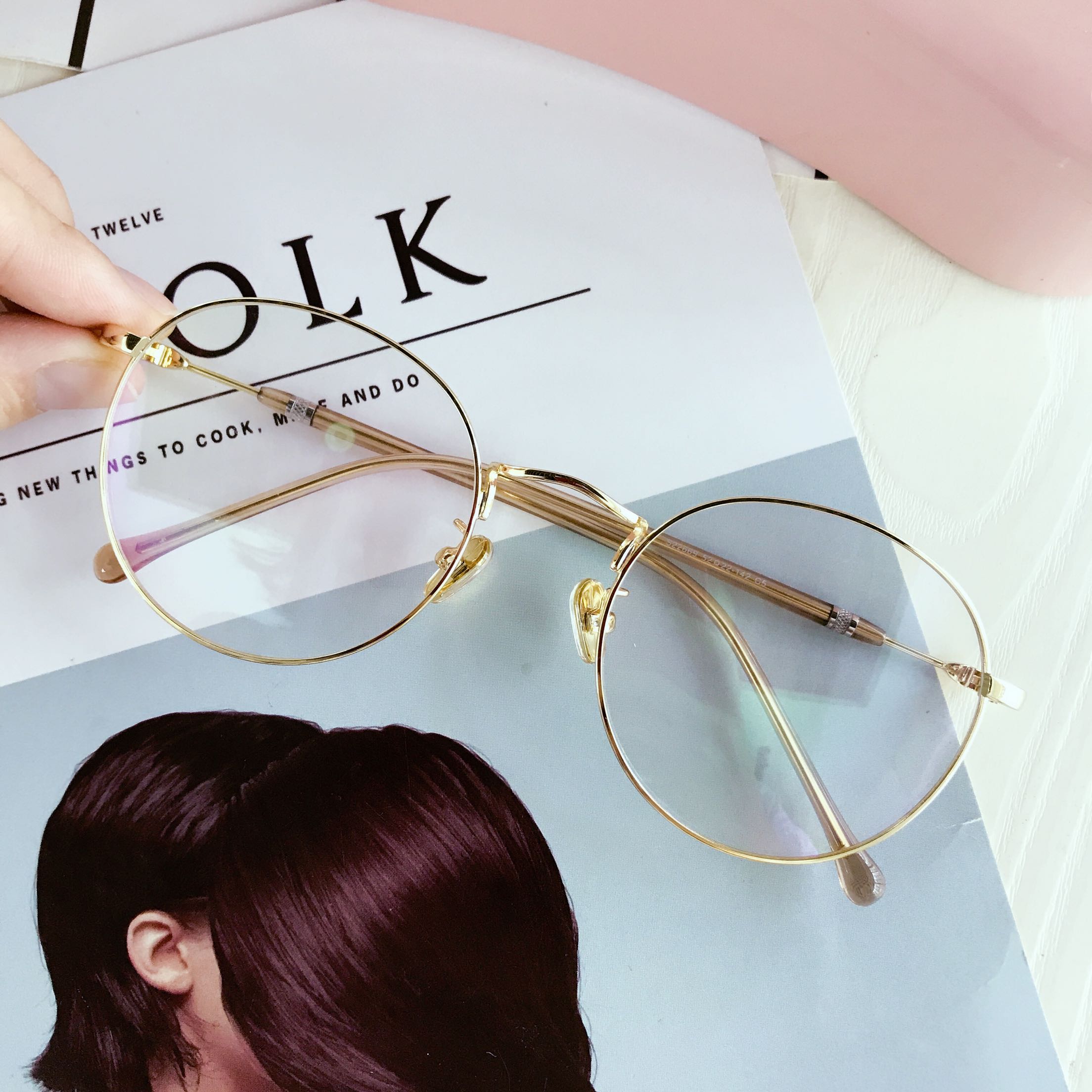 Metal myopia glasses female retro art round face can be equipped with degree in wind network red Han tide male frame