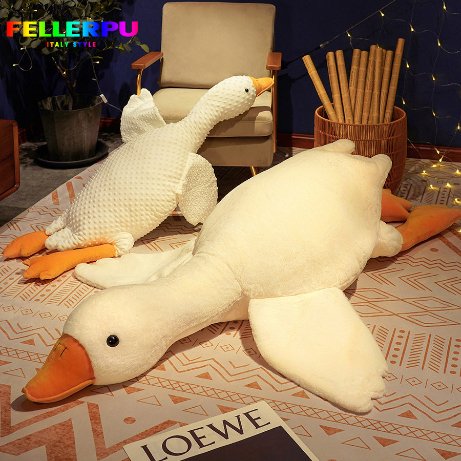 FELLERPU cute big white goose wool suede toy large toy holding pillow girl child bed doll holding sleeping paparazzi-Taobao