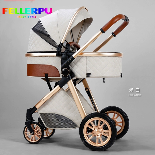 Коляска, складная детская башенка с сидением для новорожденных на четырех колесах, можно сидеть и лежать, амортизация