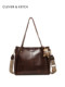 Clever&Ketch high-end retro tote bag for women 2025 new commuter versatile wideband single shoulder crossbody bag