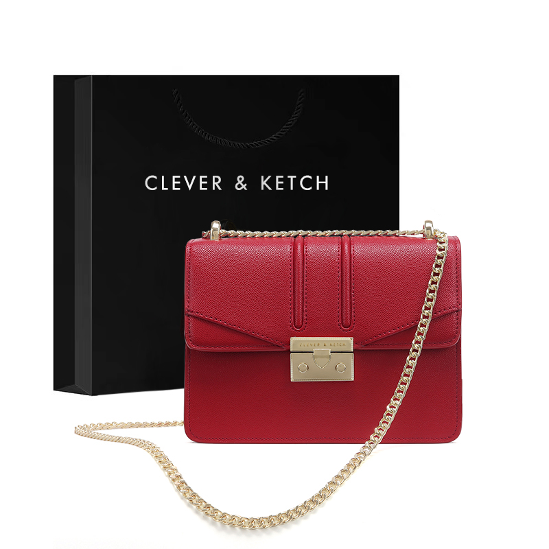 CLEVERKETCH FLAGSHIP STORE BRIDAL BRIDAL BAG 2022 NEW FOREIGN SENT SINGLE SHOULDER SLOPED SATCHEL WINE DIVINE BAG