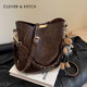 Clever&Ketch niche high-end portable bucket bag for women 2025 new retro versatile crossbody bag