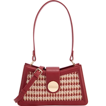 CleverKetch high-end red bridal wedding bag womens 2024 new houndstooth single shoulder armpit bag