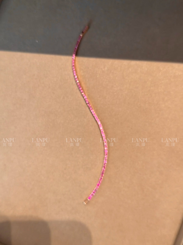 Ultra-Fine Mini Cultured Pink Sapphire Full Diamond Tennis Bracelet in 925 Silver Plated with 18K Rose Gold