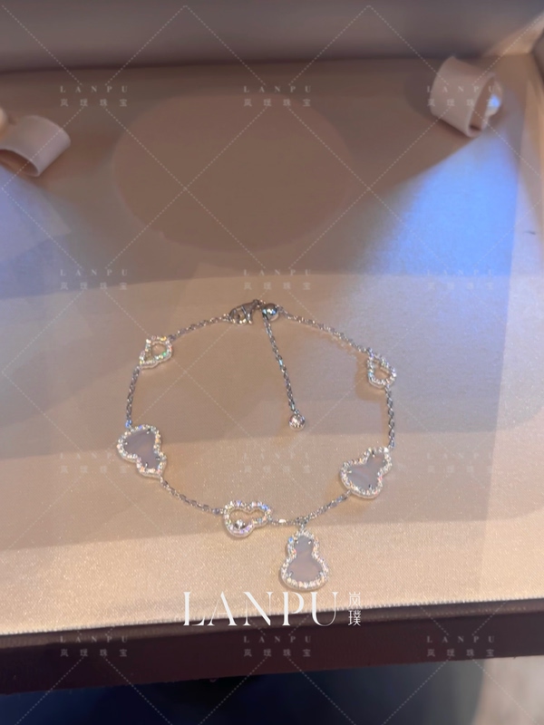 Original Six Gourd Bracelet with Natural Purple Chalcedony and 925 Silver Gold Plated Non-Fading Bracelet Necklace Earrings