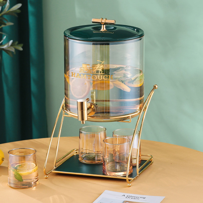 Cold Kettle With Tap Glass High Temperature Resistant Cold Kettle Suit Home Summer Fridge Large Capacity Water Juice Bucket