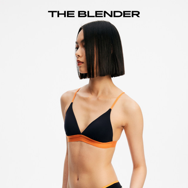 TheBlender Contrast Color Beauty Back Sexy Wireless Underwear Summer Women's Bra Triangle Cup Set