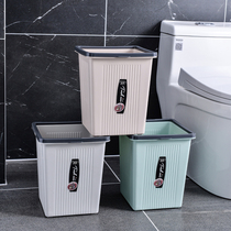 Fan plastic trash can with pressure ring straight kitchen waste large storage bucket Living room study lidless waste basket Square basket