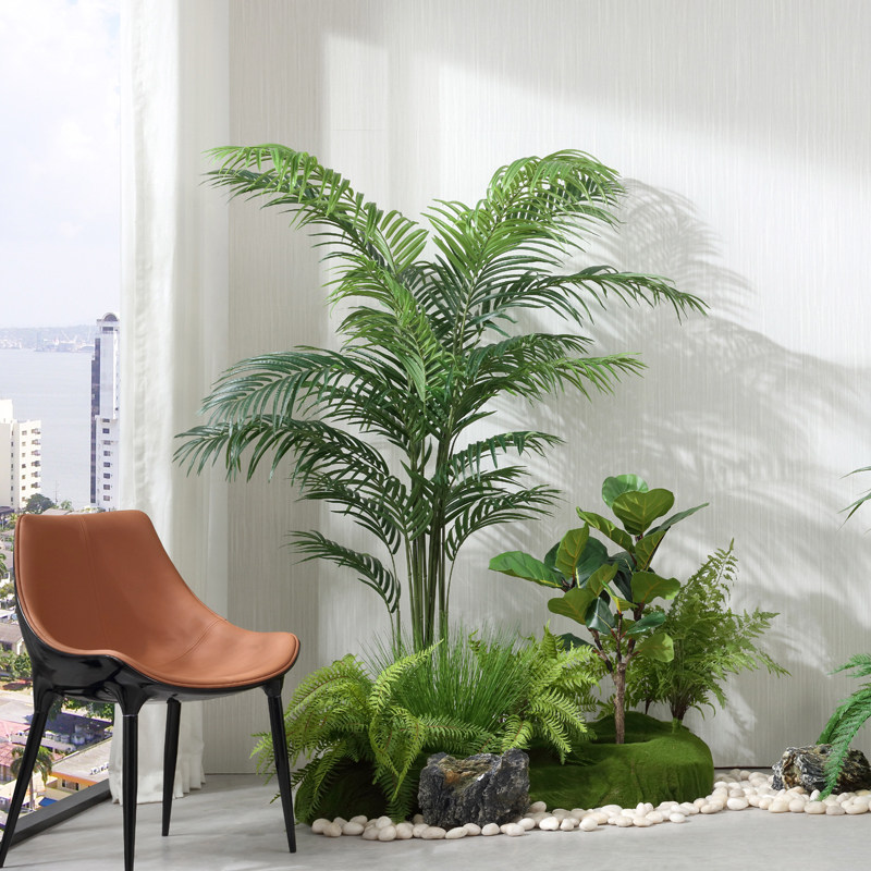 Large-scale simulated plant scattered tail sunflower potted indoor floor green plant landscape window fake tree living room decoration ornaments