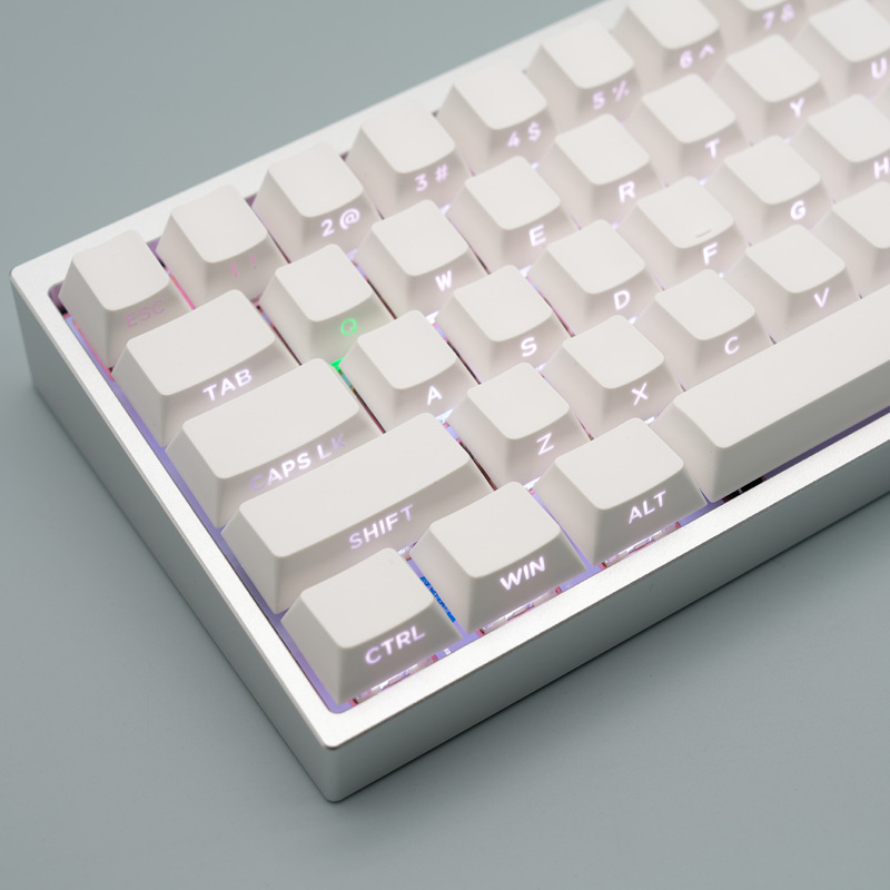 Metal Case 61-Key Gh60% White Side Engraved Translucent Wired/Wireless Three-Mode Rgb Color Light Mechanical Keyboard
