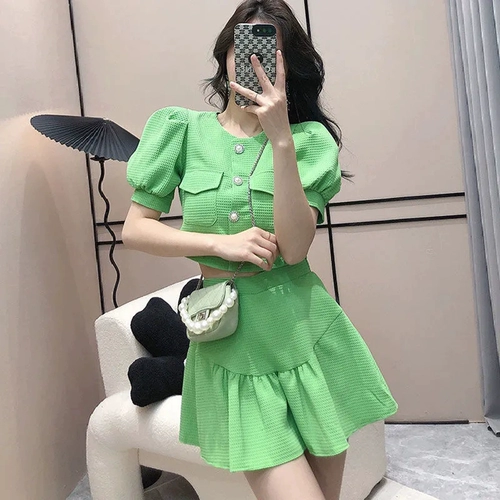 Мини-юбка, комплект, короткая юбка, в стиле Шанель, рукава фонарики, изысканный стиль