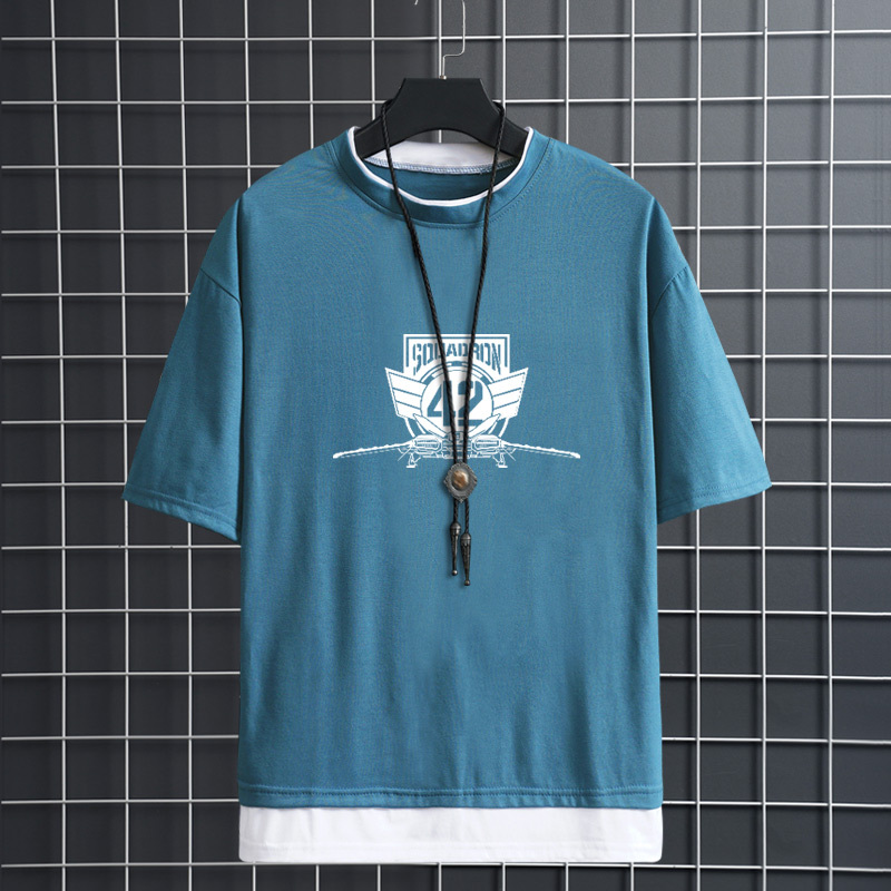 Game Merchandise Star Citizen Youth Men's Merchandise Ps4 Game Short-Sleeve T-Shirt Fake Two-Piece Summer Clothing Game Merchandise Star Citizen Youth Men's Merchandise Ps4 Game Short-Sleeve T-Shirt Fake Two-Piece Summer Clothing