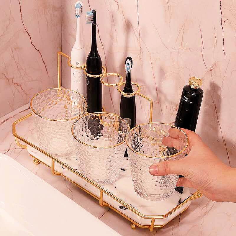 Tooth cup toothbrush shelf toilet countertop storage gargling cup set shelf put electric toothbrush cup holder light luxury