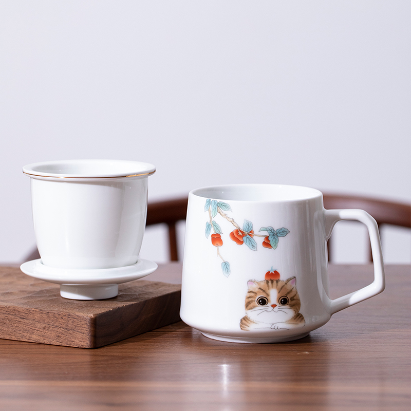 Personality Home Creative Ceramics Filter Tea Cup Office With Lid Tea Water Separation Tea Cup Gift Custom Lettering