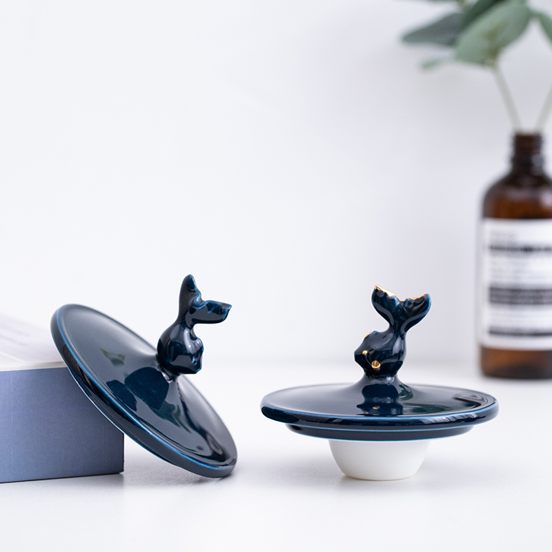 Cute fish ceramic lid filter cup lid non-porous round universal coffee glass mug lid accessories