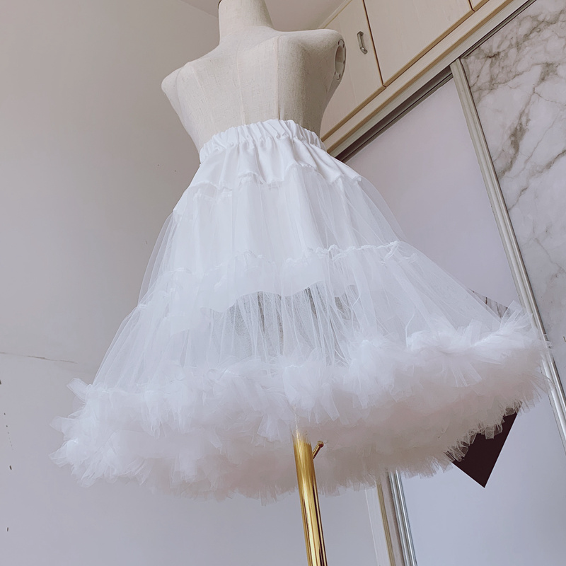 Roleita Skirt Brace Without Bone Lolita Soft Yarn Brace Cloud Brace Daily Liner Dress Cos Cotton Candy Half Body Dress