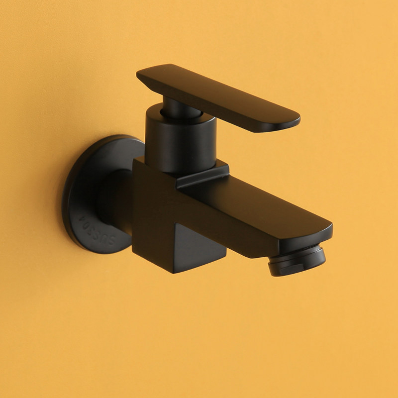 Black and white mop pool faucet anti-splash water extension fast open into the wall single cold water mouth balcony mop pool gun ash