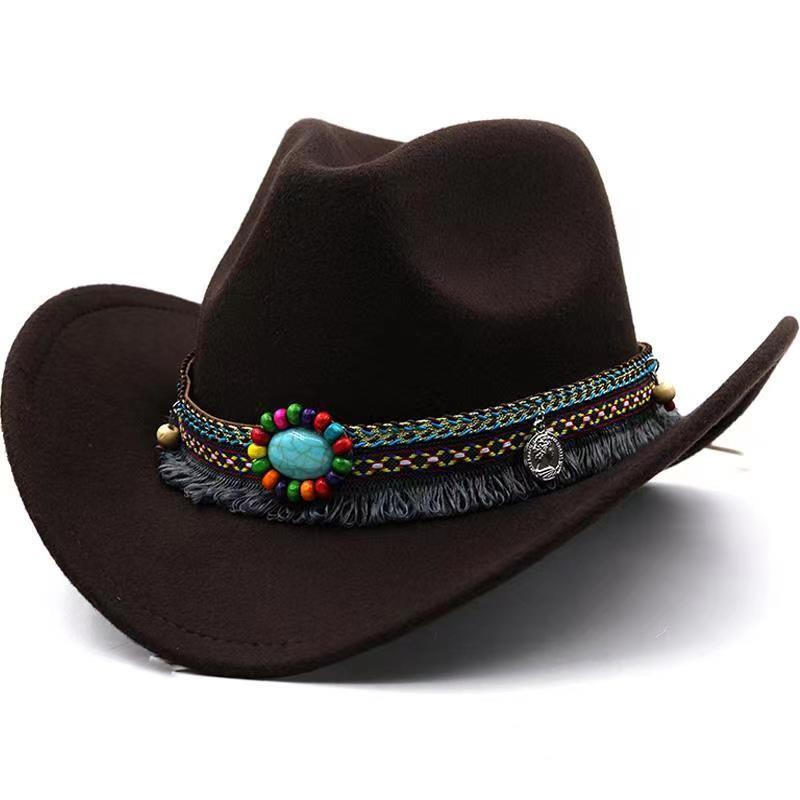 Tibetan Ceremonial Hat, Ethnic Dance Cowboy Hat, Unisex Tibetan Knight Hat, Jazz Hat, Sun Hat, Large Brim Hat, Guozhuang Dance