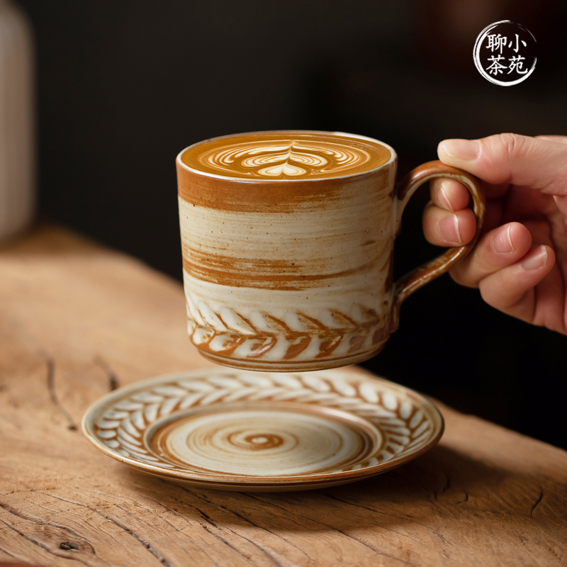 Vintage Coffee Cup and Saucer Set, Ceramic Latte Art Cup, Oatmeal Cup, Latte, Vintage Afternoon Tea, Exquisite British Style, Japanese Style, New