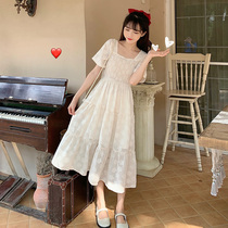 Gentle wind waist slim temperament super fairy mori sweet French dress small white dress summer