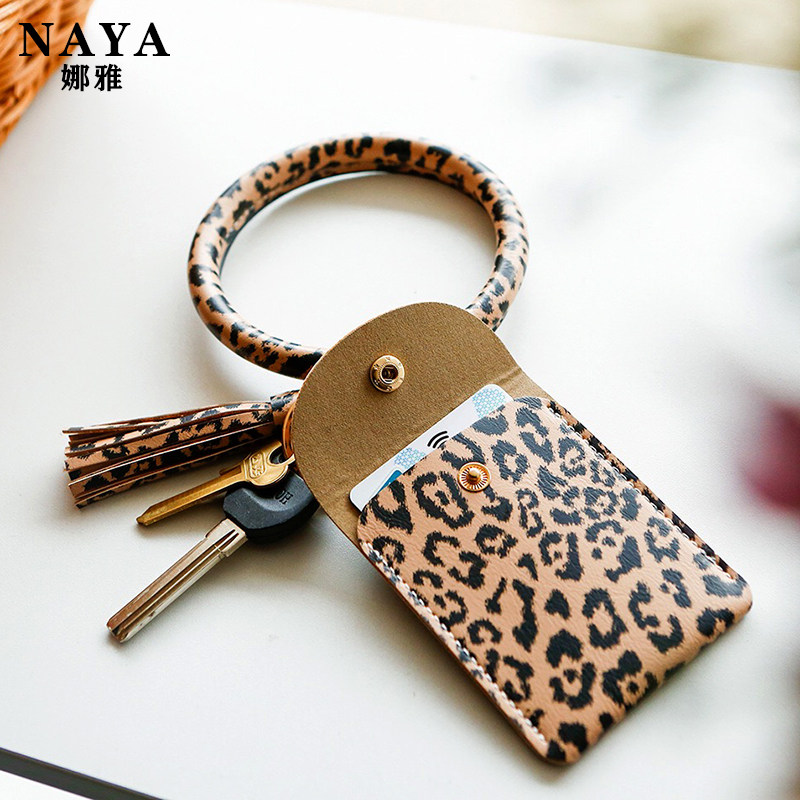 2022 new keychain coin purse two-in-one pendant girls insBAO WENPU leather tassel wrist card holder