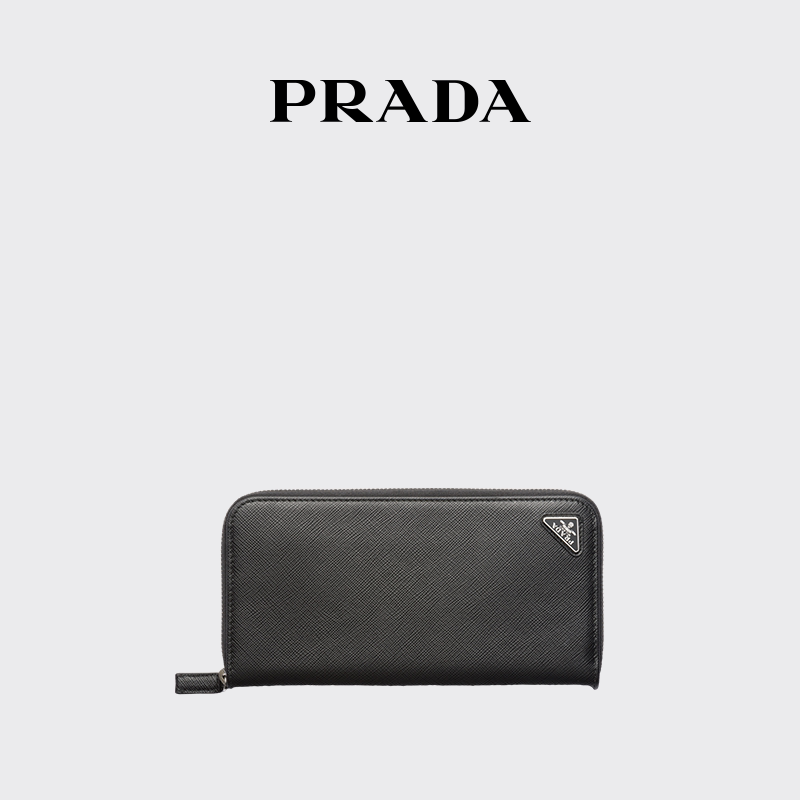 Prada Men's Triangular Saffiano Cow Leather Wallet Prada Men's Triangular Saffiano Cow Leather Wallet