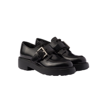 Prada womens glossy calf leather lace-up shoes