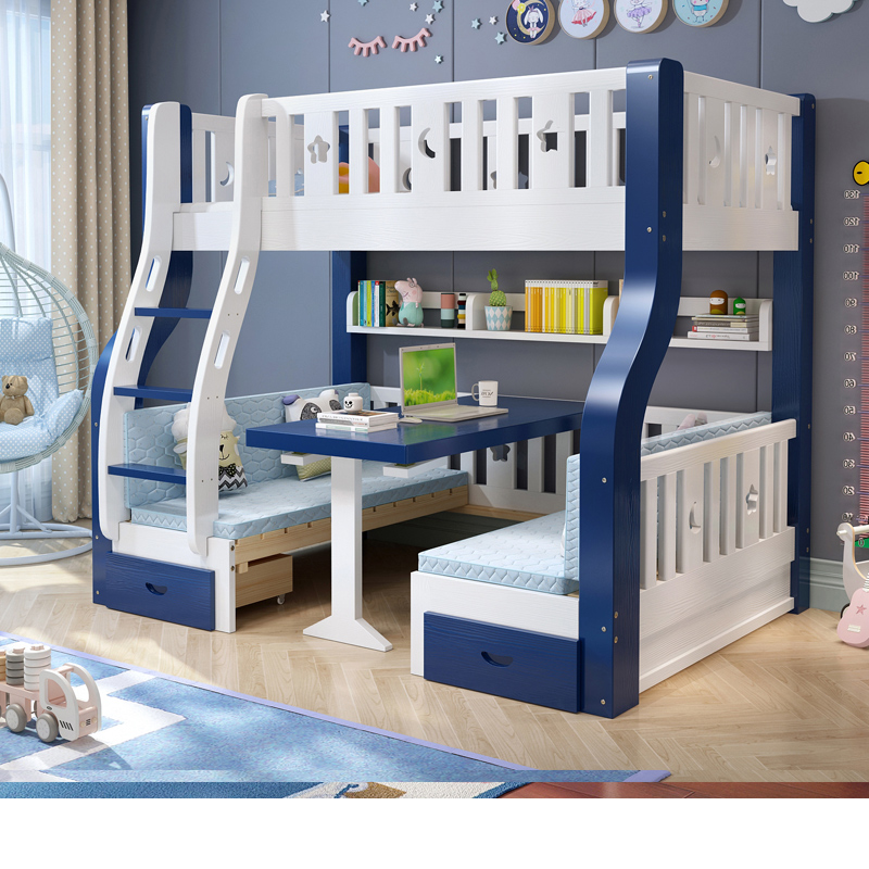 Children's bed bunk bed with desk bunk bed bunk bed solid wood boy home high and low bed bed table - Taobao
