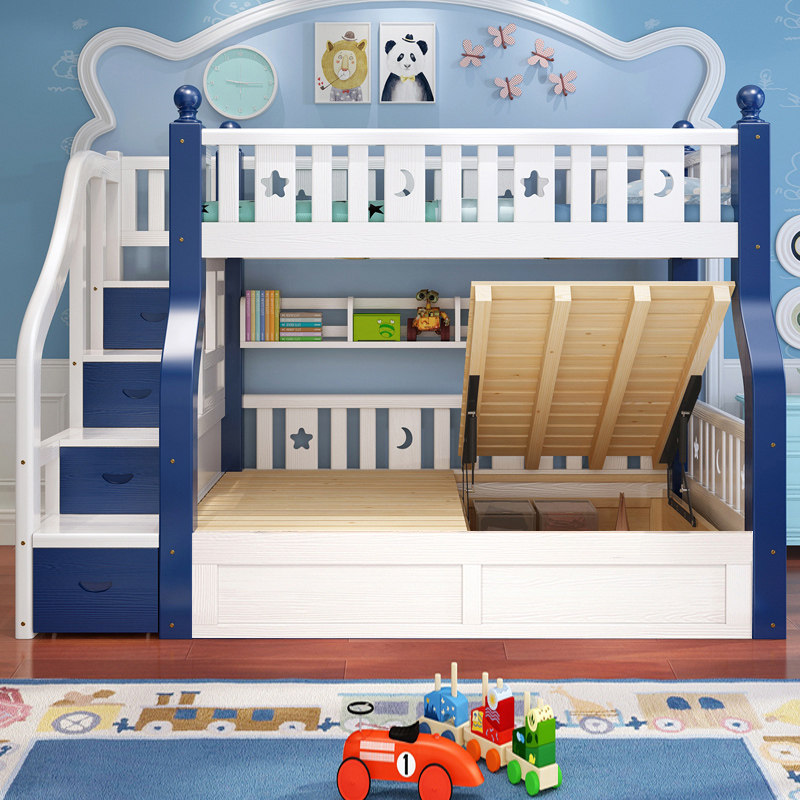 All solid wood bunk bed bunk bed bunk bed high and low bed adult mother-in-law bed bunk wooden bed two-layer double bed children's bed - Taobao